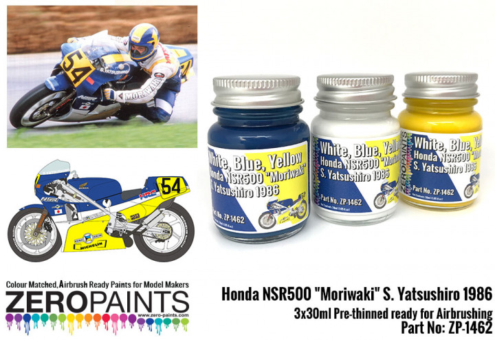 Boxart Peintures Honda NSR500 "Moriwaki" S. Yatsushiro 1986 3x30ml  Zero Paints