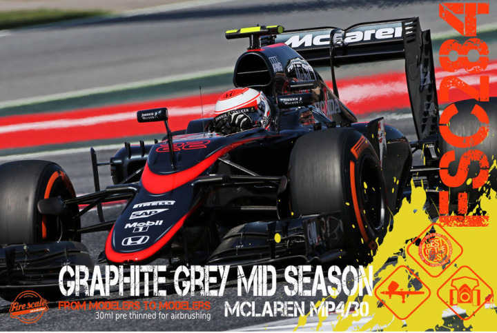 Boxart Graphite Gray Mid Season - Mclaren MP4/30  Fire Scale Colors